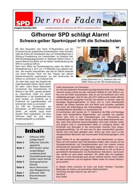 Der rote Faden, Ausgabe 12/10 - SPD Unterbezirk Gifhorn