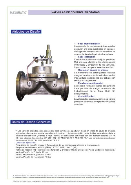 VÃ¡lvulas de control pilotadas - COMEVAL