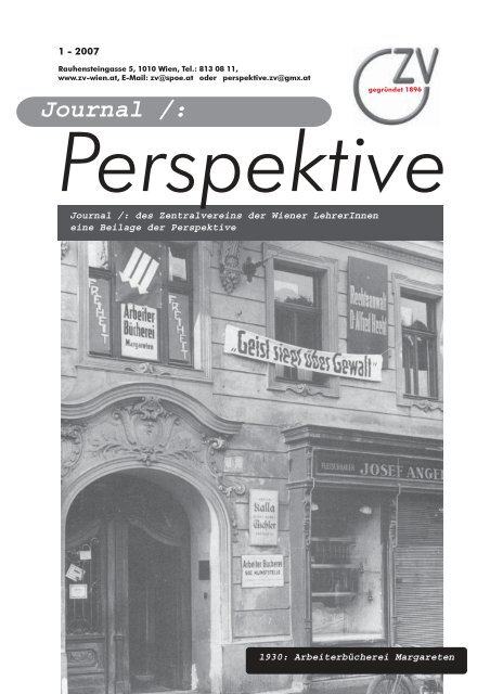 Journal - JÃ¤nner 2007 - Zentralverein der Wiener Lehrerschaft