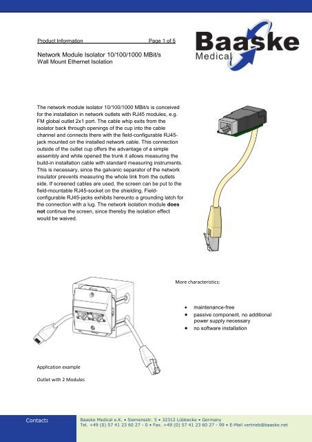 Network Module Isolator 10/100/1000 MBit/s - Cru Power Oy