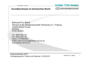 Grundkenntnisse im technischen Recht - Tokheim Service-Gruppe