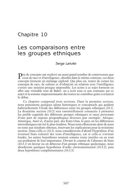 Les comparaisons entre les groupes ethniques - Les Sceptiques du ...