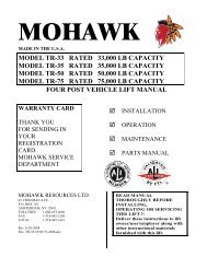 FOUR POST VEHICLE LIFT MANUAL MODEL TR-33 ... - Mohawk Lifts