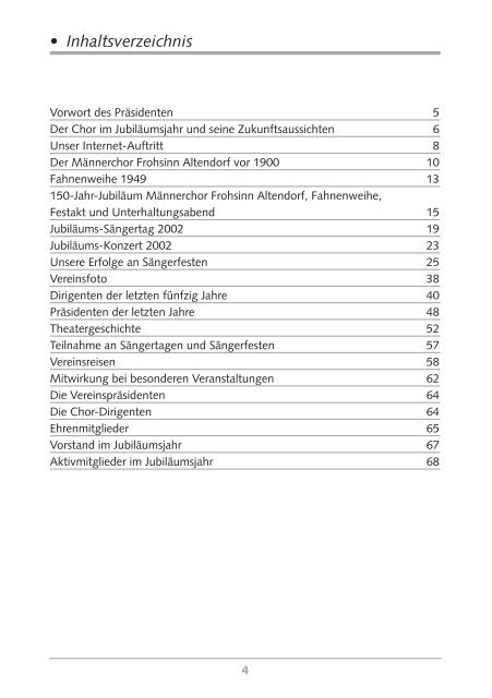 Jubiläumsschrift - Männerchor Frohsinn Altendorf