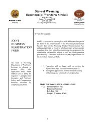 Joint Business Registration Form - Wyoming Department of ...