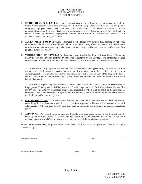Scope of Work - Nevada Department of Employment, Training and ...
