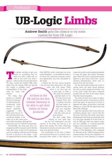 Issue 82 UB Logic Limbs - Perris Archery