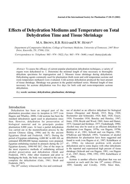 Effects of Dehydration Mediums and Temperature on Total ...