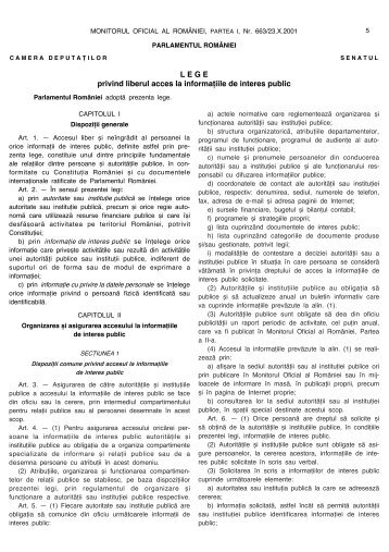Legea nr. 544/2001 privind accesul la informatiile de interes public