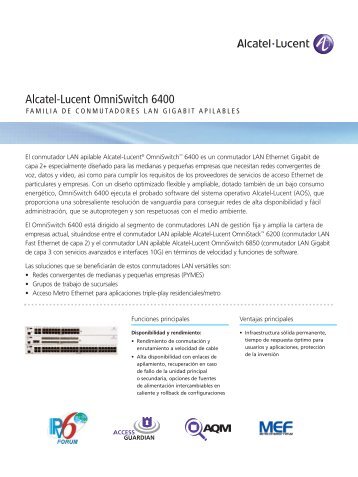 Alcatel-Lucent OmniSwitch 6400 - Red Virtual en Telecomunicaciones