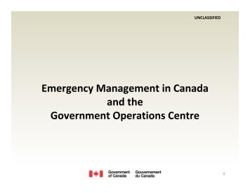 Emergency Management in Canada and the Government Operations Centre