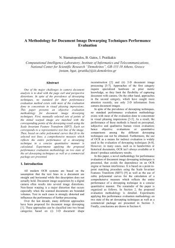 A Methodology for Document Image Dewarping Techniques ...