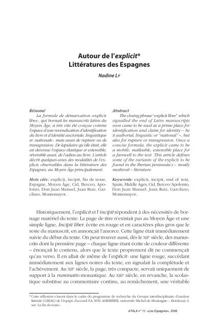 autour de l'explicit* littÃ©ratures des Espagnes - LycÃ©e Chateaubriand