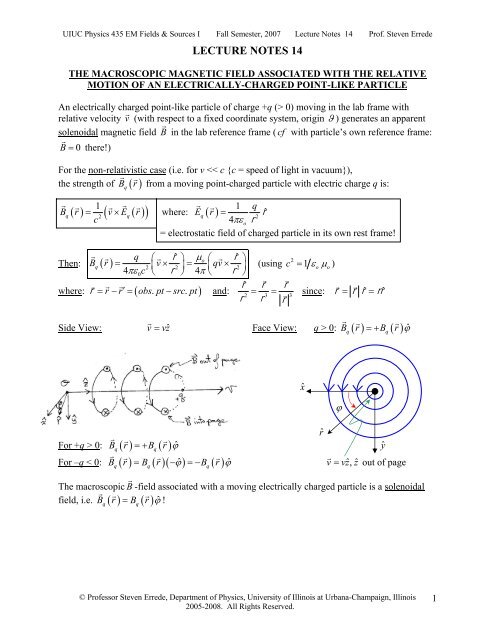 Lecture Notes 14 - University of Illinois High Energy Physics