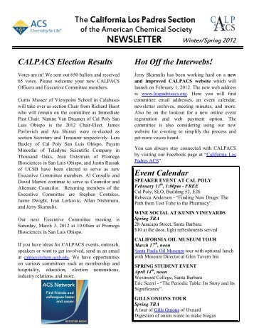 Newsletter - Winter 2012 - Department of Chemistry and Biochemistry