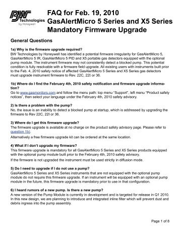 FAQ for Feb. 19, 2010 GasAlertMicro 5 Series and X5 Series ...