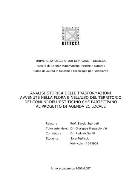 Tesi completa (3,7 Mb) - Agenda 21 Est Ticino