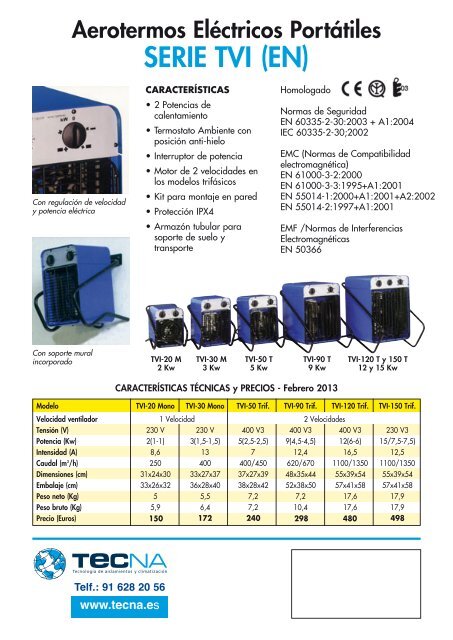 Aerotermo Eléctrico Serie TVI - Tecna