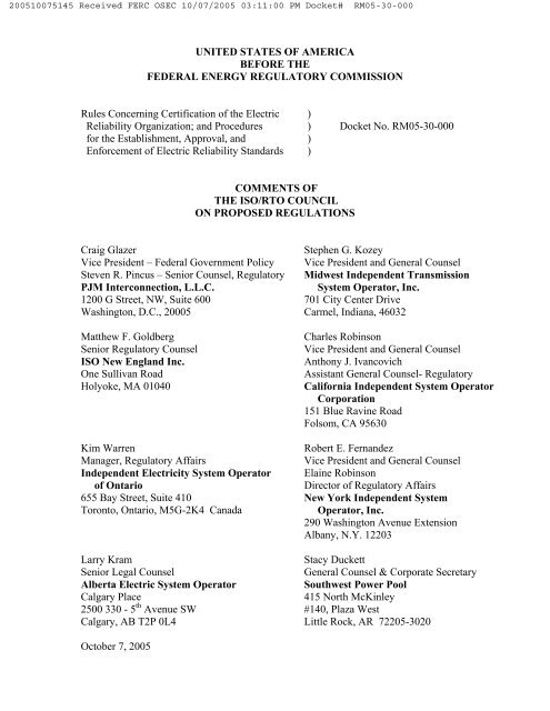 Iso Rto Council ISO/RTO Council Comments on ERO NOPR - IESO