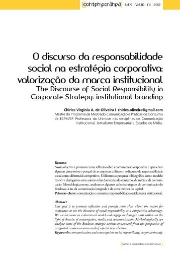 O discurso da responsabilidade social na ... - ContemporÃ¢nea