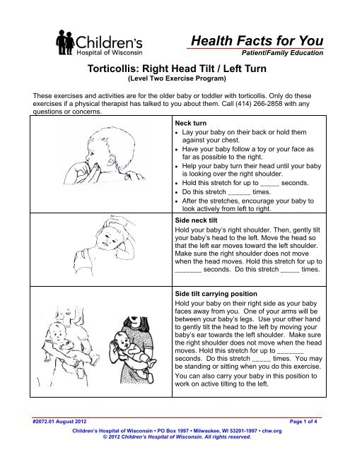Torticollis Right Head Tilt/Left Turn - Children's Hospital of Wisconsin
