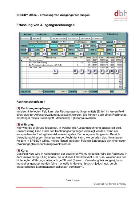 Erfassung von Ausgangsrechnungen - KIS
