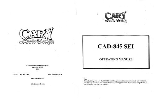 CAD 845 SEI - Cary Audio Design