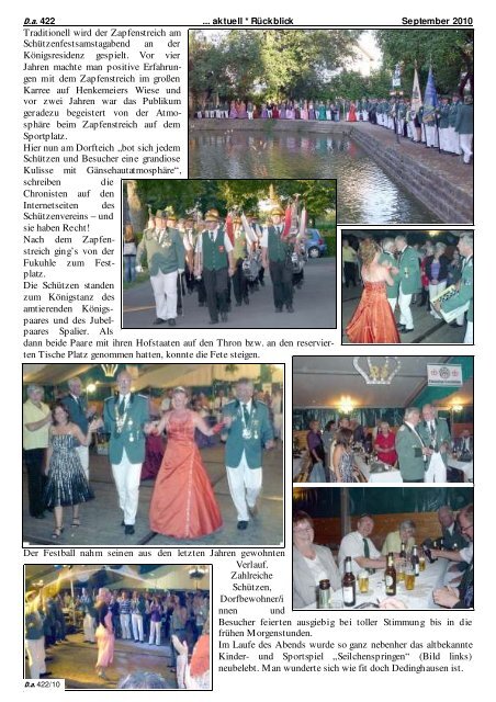 Schützenfest 2010: Tolle Stimmung am Samstag ... - Dedinghausen