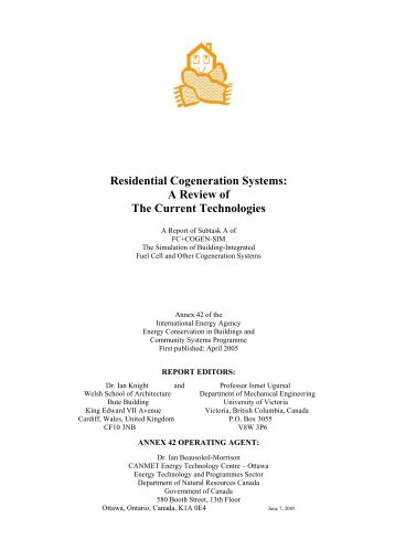 Residential Cogeneration Systems: A Review of The Current ... - Ecbcs