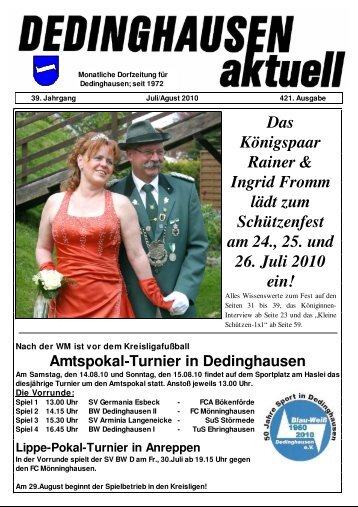 Das Königspaar Rainer & Ingrid Fromm lädt zum ... - Dedinghausen