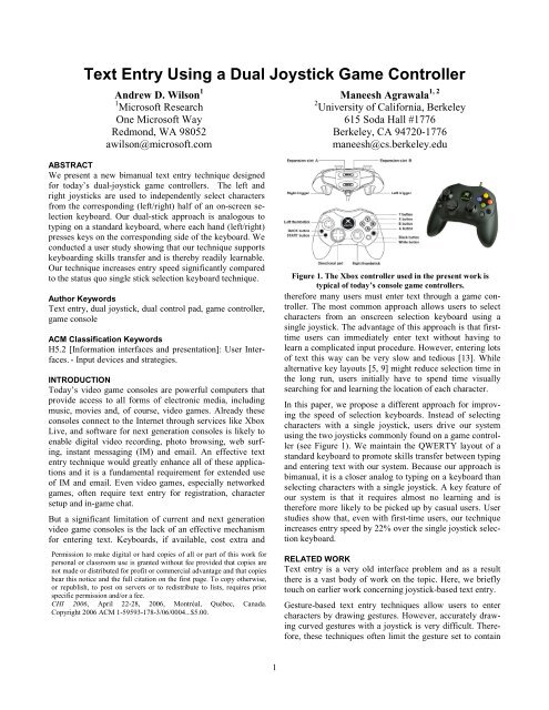 Text Entry Using a Dual Joystick Game Controller - Visualization