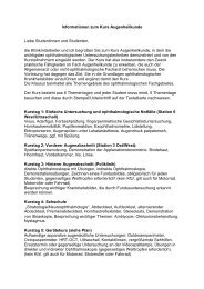 Informationen zum Kurs Augenheilkunde - Augenklinik