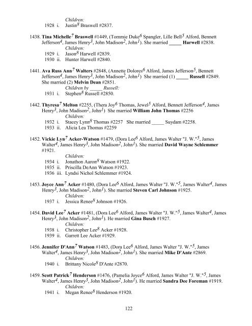 Known Descendants of John Alford b. ca 1801 NC - Alford American ...