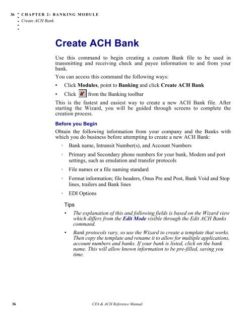 Create CFA Bank - Bottomline Technologies