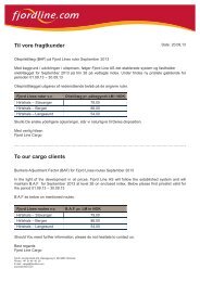 Til vore fragtkunder To our cargo clients - Fjord Line