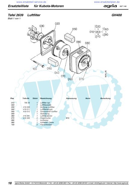 Ersatzteilliste fÃƒÂ¼r Kubota-Motoren - WÃƒÂ¶lfnitzer Werkzeugkiste GmbH ...