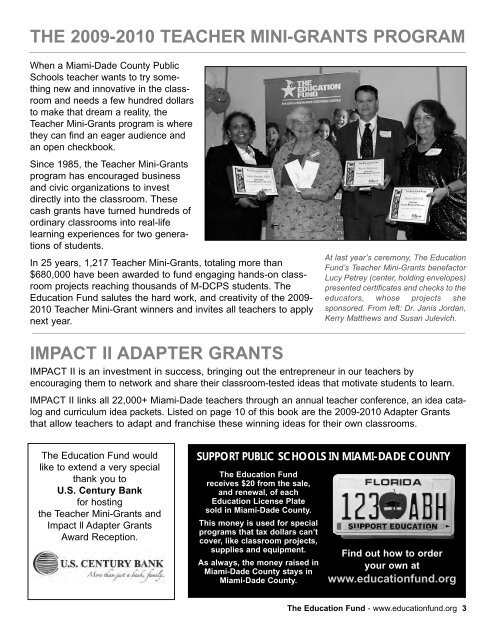 2009-2010 Teacher Mini-Grants Award Booklet - The Education Fund