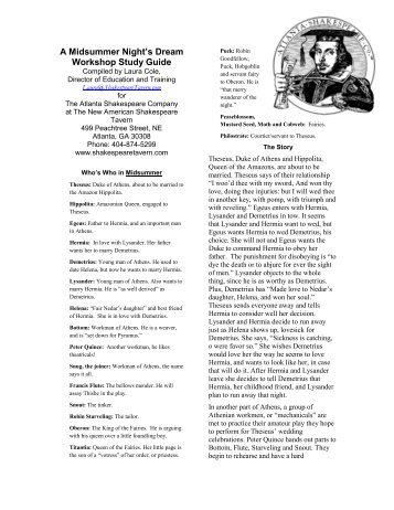 A Midsummer Night's Dream Workshop Study Guide - The New ...