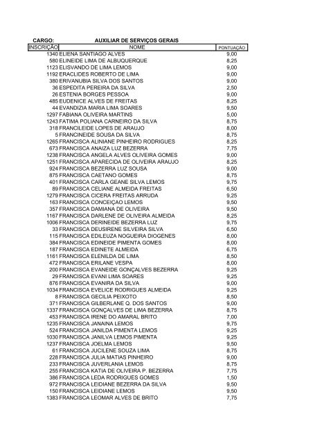 RESULTADO DA 1Âª ETAPA - serap