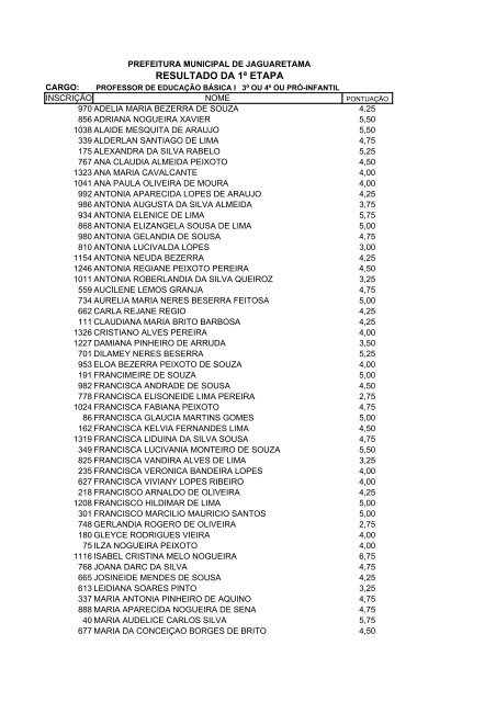 RESULTADO DA 1Âª ETAPA - serap