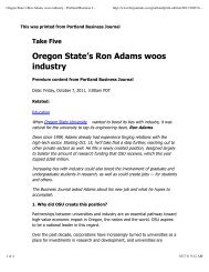 Oregon State's Ron Adams woos industry - College of Engineering