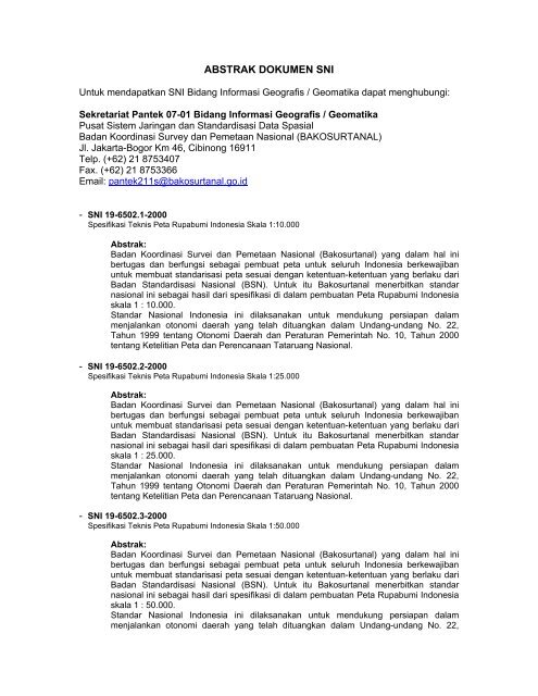 Standar Nasional Indonesia (SNI) - Badan Koordinasi Survei dan ...