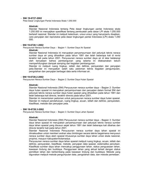 Standar Nasional Indonesia (SNI) - Badan Koordinasi Survei dan ...