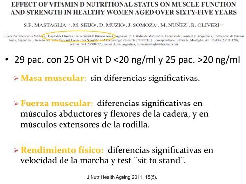 Vitamina D en el manejo de la Sarcopenia. Clara Perret.