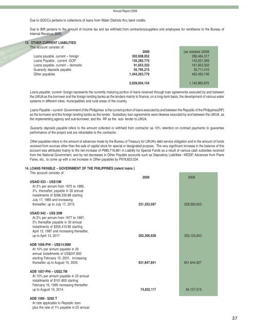 Annual Report 2009 - LWUA