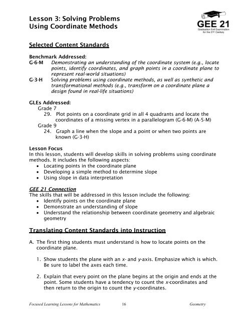 Lesson 3: Solving Problems Using Coordinate Methods