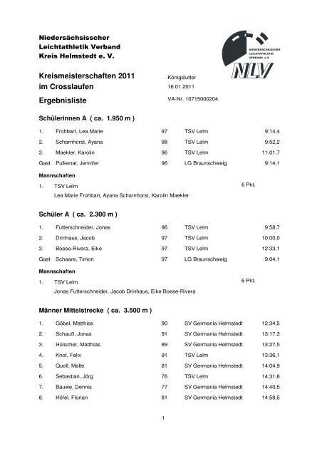 Veranstaltungsbericht - NLV Kreis Helmstedt