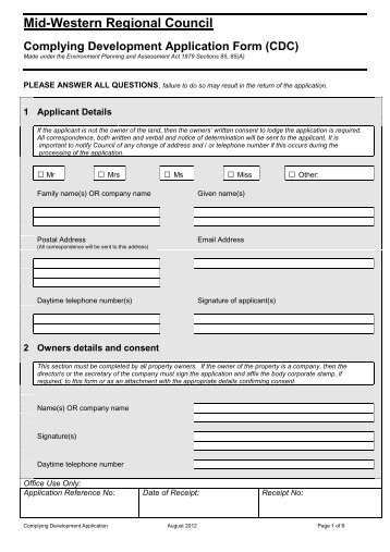 Complying Development Certificate - Mid Western Regional Council