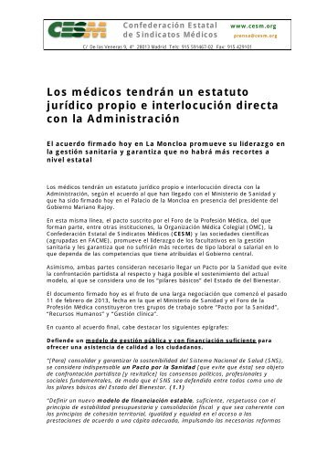 Comunicado de CESM - Sindicato MÃ©dico de Granada