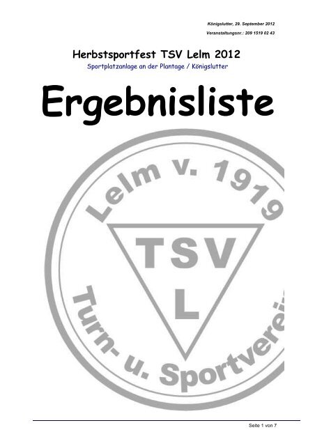 Ergebnisliste - TSV Lelm